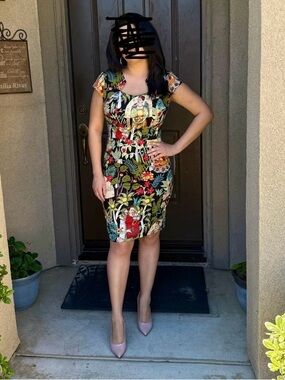 Grace Karin Black Friday Kahlo Floral Sheath Midi Dress
